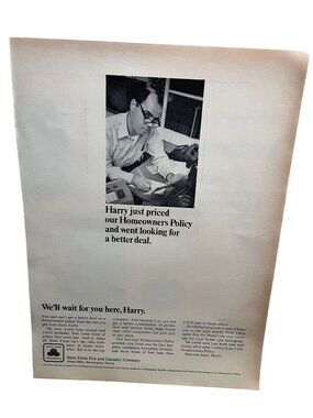 1967 State Farm Insurance Vintage Office Wall Decor Ad Print